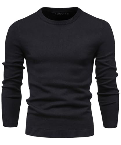 Pull en tricot pour homme col rond manches longues pull ajusté hiver Lanomi