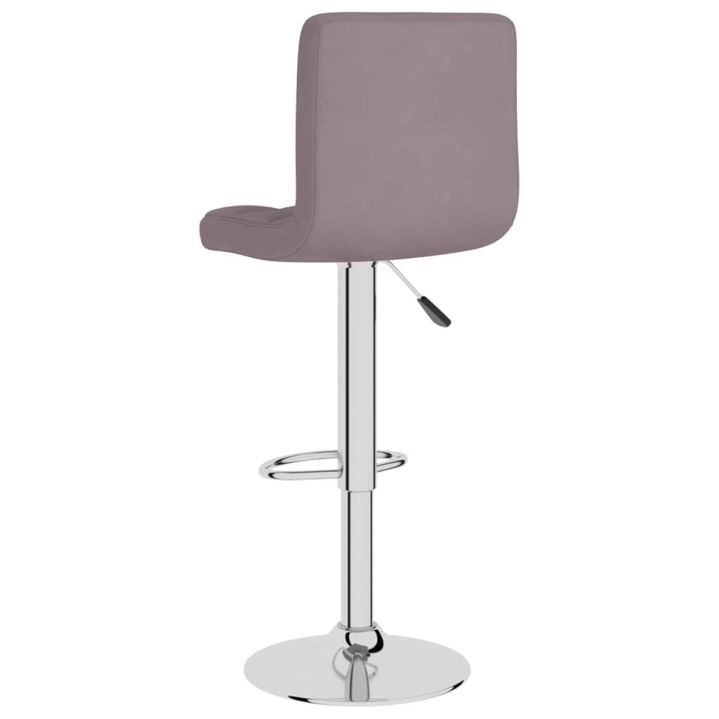 Taboret barowy 2 szt. materiał w kolorze szarobrązowym (taupe), regulacja wysokości z podnóżkiem, obracany o 360 stopni, chromowany stelaż metalowy, krzesło tapicerowane do kuchni, baru
