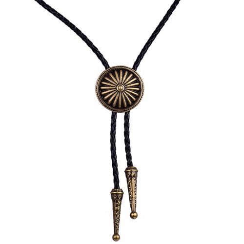 Image of Cowboy Bolo Tie for Men, Vintage Cow Skull Bolo Tie Necklace Native American Necktie for Men Women
