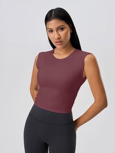 Image of ABOCIW Women Twist Back Workout Top with Built in Bra Cap Sleeve Pilates Yoga Crop Top Athletic Gym Shirt
