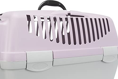 Image of Trixie Capri Durable Plastic Pet Carriers with Handles, Storage Trays, and Stroking Flaps (Light Grey /Light Lilac, XS, Capri 1)
