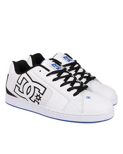 DC Men's Net Skate Shoe, White/Black/Blue, 9