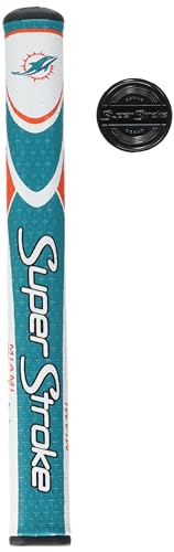 SuperStroke NFL Traxion Tour Golf Putter Grip, Miami Dolphins (Standard) | Improves Feedback and Tackiness | Reduces Taper to Minimize Grip Pressure | Polyurethane Outer Layer