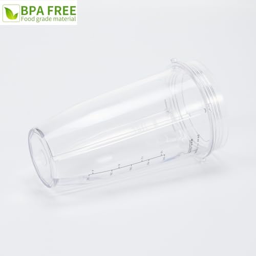 Image of Replacement 24oz Blender Cup and New Lid with Handle for Nutri Ninja BN751 BN801 Foodi SS101 SS151 SS351 SS401 BL450 BL456 BL480 BL482 BL640 BL642 BL682 Ninja Blender Auto IQ Blade, 2-Pack