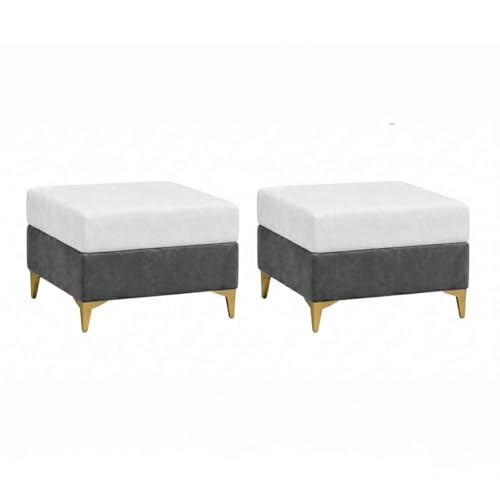 Image of FURNY Nova 5 Seater L Shape Sofa Set with 2 Movable Ottoman | Flexible Left or Right Layout | Plush Velvet Fabric (Dark Grey-Light Grey) | Perfect for Living Room, Guest Room & Office