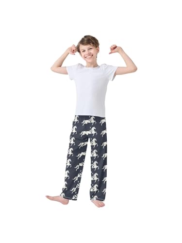 ZZKKO Equestrian Sports and Vintage Blue Boys Pants for Kids Jogger Pants with Pockets S3