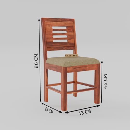 Image of 57 Inch Length Solid Sheesham Wood 6 Seater Dining Table Set | Six Seater Dinner Table with 4 Cushions Chairs & 1 Bench | Dinning Table Set 6 Seater for Living Room | Honey Finish