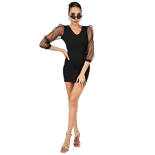 Image of PINACOLADA Women's Solid Dress for Casual Wear | Regular Sleeve | Quality Stretchable Fabric | Dress Crafted with Enhanced Stretch and Comfort Fit for Everyday Wear
