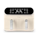 Swan SD10519C Retro Dual Basket Air Fryer with Swan Cyclone Technology, LED Display, 8 Pre-Set Cooking Options, Adjustable Temperature, 8L, 1700W, Cream