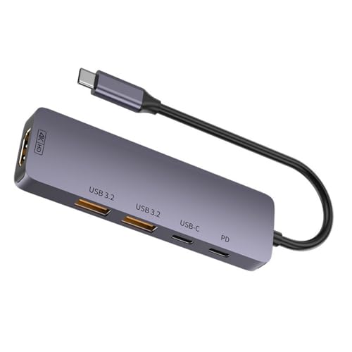 Rebellious USB 3.2 Tipo C Hub 10 Gbps PD100W 140W Carga Rápida 4K 60Hz Adaptador HDTV para Computadoras Tabletas Unidad Externa Adaptador USB C para Teléfonos y Tabletas