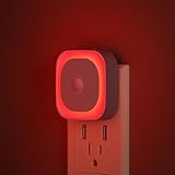 YUNLEX 2 Pack Plug in Red Sleep Night Light with Motion Sensor & Dusk to Dawn Sensor, Soft Glow, Dimmable, LED Lights for Bedroom, Sleep, Baby Nursery, Kids, Toddler, Bathroom, Hallway, Home Decor