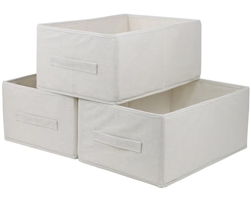 Fabric Storage Bins, 3 Pack Foldable Storage Baskets for Shelves, Decorative Linen Closet Organizers...