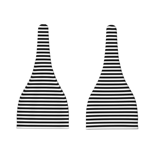 Newborn Baby Hat, Black and White Stripe Print Soft Top Knot Beanie Cap, Cute Baby Headwear for 0-6 Months3