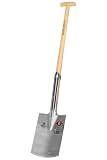 IDEAL-Rode- oder Baumschulspaten | zum Ausgraben kompletter Wurzelballen & Setzen von Bäumen | feinpolierter Doppelfederspaten mit Verstärkungsring, selbstschärfend, mit Tritt, Eschen-T-Stiel 85 cm