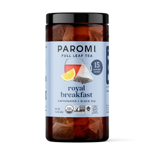Paromi Royal Breakfast Organic Black Tea, Signature Jar, 15 Count