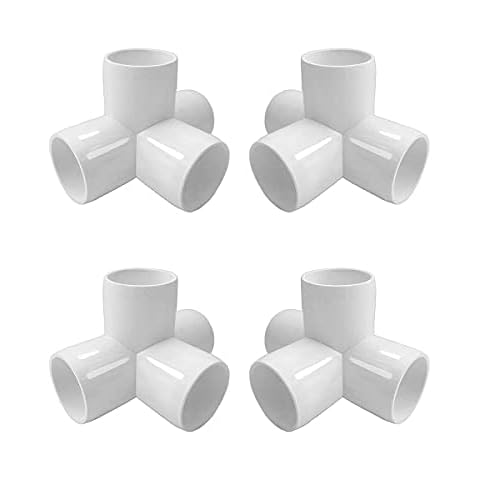 TOMEX 4 Way 1 inch PVC Fittings Angle Cross Elbow Pvc 90 Degree Suitable For Green House Tube, Tent Connection Tee, Furniture Construction Grade SCH40 [Pack of 4] Cover