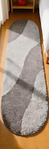 Image of Fluffy Silky Micro Fiber Polyster Carpet /Runner for Bedroom, Study Room, Playing Room, Guest Room ETC. 4x6 feet Feet, (Grey and Silver New Laher)