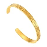 Heavstjer Fashion Stainless Steel Irregularly Open Cuff Bracelet(Gold)