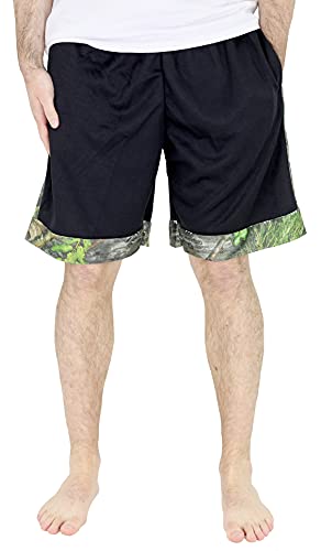 Mossy Oak Pantalones cortos de gimnasio de malla para hombre con ribete de camuflaje - negro - X-Large Cover