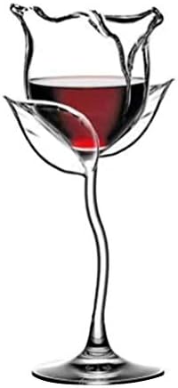 WEI EI Red Wine Glass,Rose Flower Shape Goblet Glasses 100ml Wine Glass
