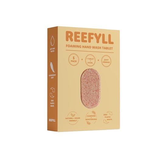 Reefyll Foaming Hand Soap Refill Tablets Dissolvable Plastic Free Hand Wash Pods Just Add Water Juicy Orange Scent 5 Tablets