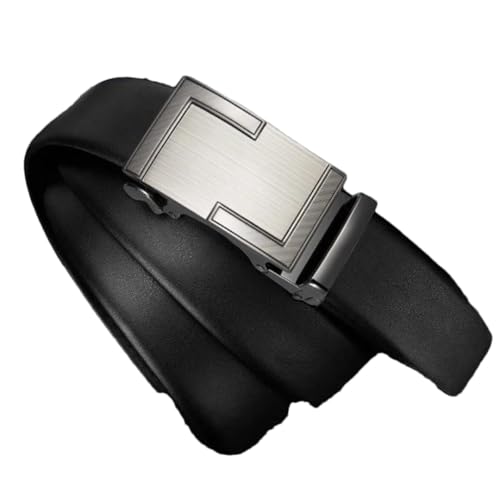 Men's Four Seasons Solid Color Automatic Buckle Leather Belt 3.5Cm Belt2