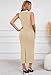 Pink Queen Women's Two Piece Summer Set Fashion Sleeveless Party Dress Trendy Sleeveless Color Block Slit Bodycon Knit Maxi Long Skirts Sets Beige S