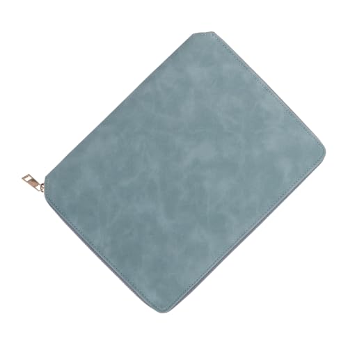 Bloc-notes A5 rechargeable cuir bleu avec rangement zippé pour fournitures bureau