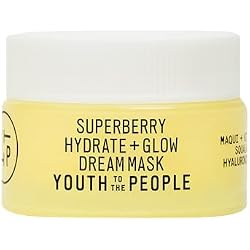 Youth To The People Superberry Hydrate + Glow Dream Mask - Hyaluronic Acid, Squalane, Vitamin C, Face Moisturizer + Overnight Facial, Non-Greasy, Plumps, Brightens, Evens Tone, For Dry + Dull Skin