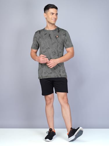 Image of TECHNOSPORT Men Polyester Regular Fit Half Sleeve Jacquard T-Shirt with Double Cool, Quick Dry & Anti Microbial for Sports, Running & Casual Use