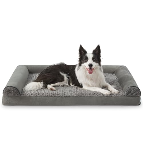 FURTIME Cuccia per cani di taglia grande, ortopedica, 89 x 64 cm, lavabile, ergonomica, con imbottitura rimovibile, antiscivolo, in gommapiuma, ortopedica