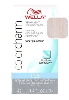 Wella Color Charm Permanent Liquid Hair Toner, Lightest Ash Blonde [T18] - (42 ML) 1.40 Oz (Limited Edition)