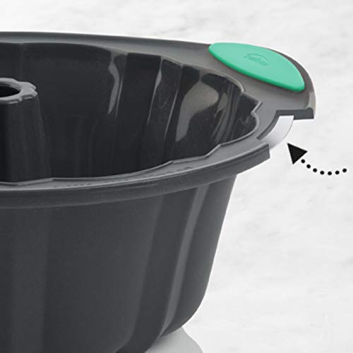 Trudeau 05115204M Structured Silicone Fluted Bundt Pan, 8 1/2 Cup, Grey & Mint #TOP5