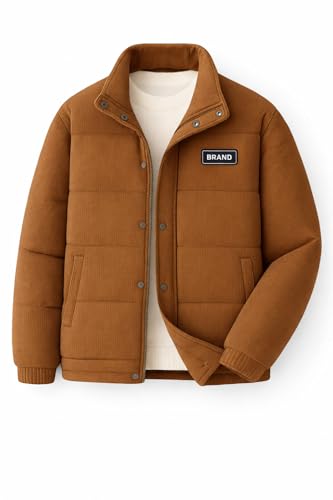 Men's Fashion Design Quilted Fiber Jacket (Camel, 2XL)