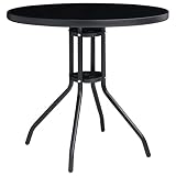 vidaXL Gartentisch Schwarz 80cm Stahl und Glas Terrassentisch Gartenmöbel Möbel Esstisch Outdoor Tisch Balkontisch Glastisch Garten Tisch