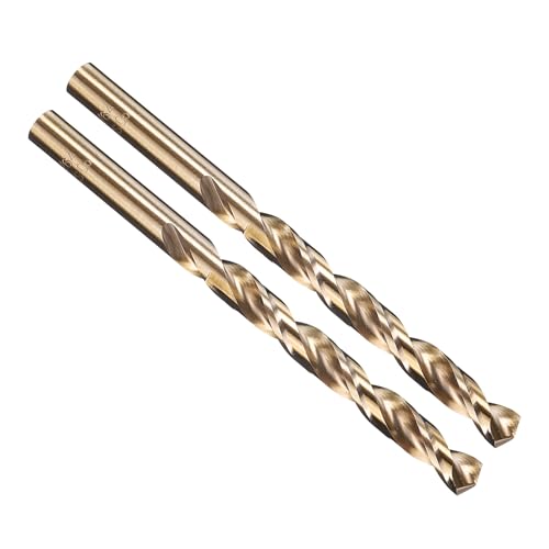 PATIKIL 7.5mm Drill Bit 19/64", M35 Cobalt 5% High-Speed Steel Jobber Straight Shank 135° Gold Finish for Stainless Steel Hard Metal - 2 Pack