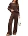 heekpek Zweiteiler Damen Loungewear Set Hausanzug Herbst(Dunkelbraun,L)