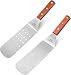 New Star Foodservice 43051 Wood Handle Flexible Grill Spatula Set, 14.5", Silver