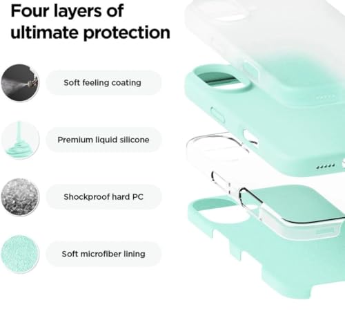 Image of Premium Liquid Silicone Case for iPhone 16 (6.1 Inch) - Slim Full Body Protective Back Cover with Soft Microfiber Lining, Anti-Slip Grip Scratch Resistant Phone Case(Sea Green)