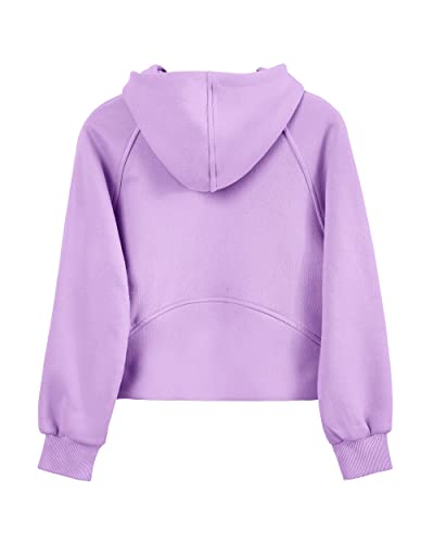 Batermoon Girls' Hoodies Sweatshirts Half Zipper Pullover Crop Tops For Teen Girls Long Sleeve Sweater Thumb Hole Purple thumb #3