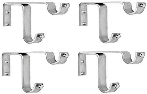 4 Strong Stainless Steel Abstract Double SS Bracket for 2 Curtain Rod (Silver, Brown, Standard)