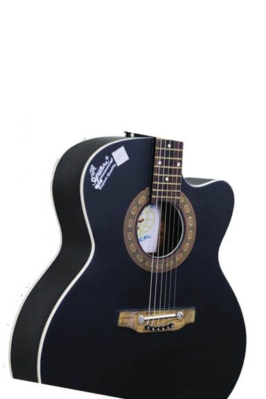 Image of Signature 40-Inch Matte Black Guitar - Built-in Truss Rod, AUX Output, 20 Frets