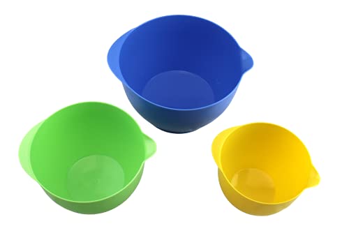 Dependable Industries Inc. Essentials 3 Piece Storage And Batter Mixing Bowl Set With Lids Nesting With Pouring Spout And Handle Ideal For Mixing And Food Storage #TOP3