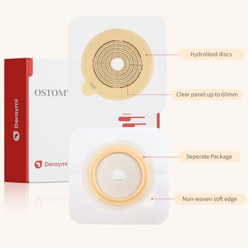 30 PCS Ostomy Supplies Colostomy Bags 2 Piece Ostomy Bag Two Piece Ostomy Drain Pouches for Ileostomy & Stoma Care, Trim-to-Fit 15-60 mm (20 x Bags+10 x Skin Barriers) - Thumbnail 3