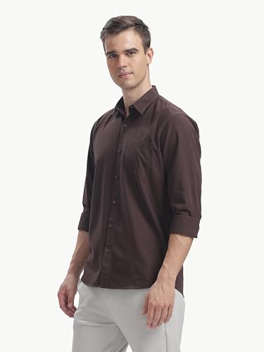 Image of Men's Cotton Linen Solid Shirt | Slim Fit Full Sleeve Casual Shirt | Lightweight | Breaethable | Stylish