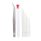 6 Stück Perlennadel,Große Auge Perlen Nadel für die Herstellung von Stickereischmuck (mit einer Pinzette)