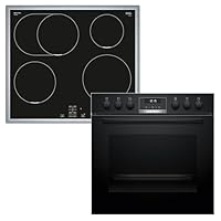 Bosch HND615LS62 Einbauherd-Set, Bestehend aus HEG517BB4 Herd, 60 x 60 cm, 3D Heißluft, Hydrolyse, LED Display, Pizzastufe & NIF645CB5E Induktionskochfeld, Bräterzone, Edelstahlrahmen