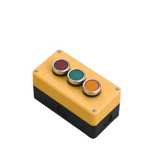 KIUITYUYB New Button Switch Control Box with Emergency Stop 1/2/3/4/5 Hole Button Box Industrial Switch Box Waterproof Button Control Box(3 Hole E)