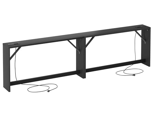 TIQLAB 9.1 Inch Narrow Console Table with Power Outlet,Sofa Table Set of 2，Total Length 94'' Sofa Table Behind Couch，for Entryway&Living Room, Black