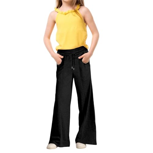 Girls Wide Leg Baggy Sweatpants Oversized Drawstring Kids Straight Leg Track Pants Cute Casual for Teen Plain with Pockets4
